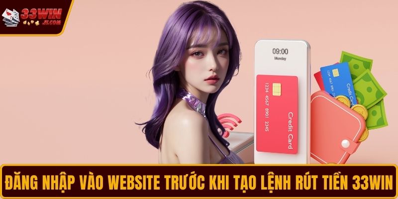 Đăng nhập vào website trước khi tạo lệnh rút tiền 33WIN